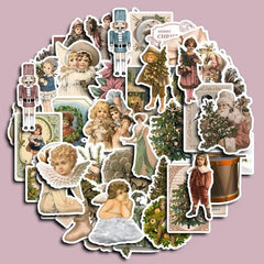 50 Pcs Retro Washi Paper Christmas Stickers