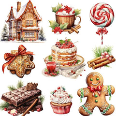 16 Pcs Christmas Dessert Gingerbread House Stickers