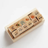 Vintage Cartoon Wooden Rubber Stamp Set