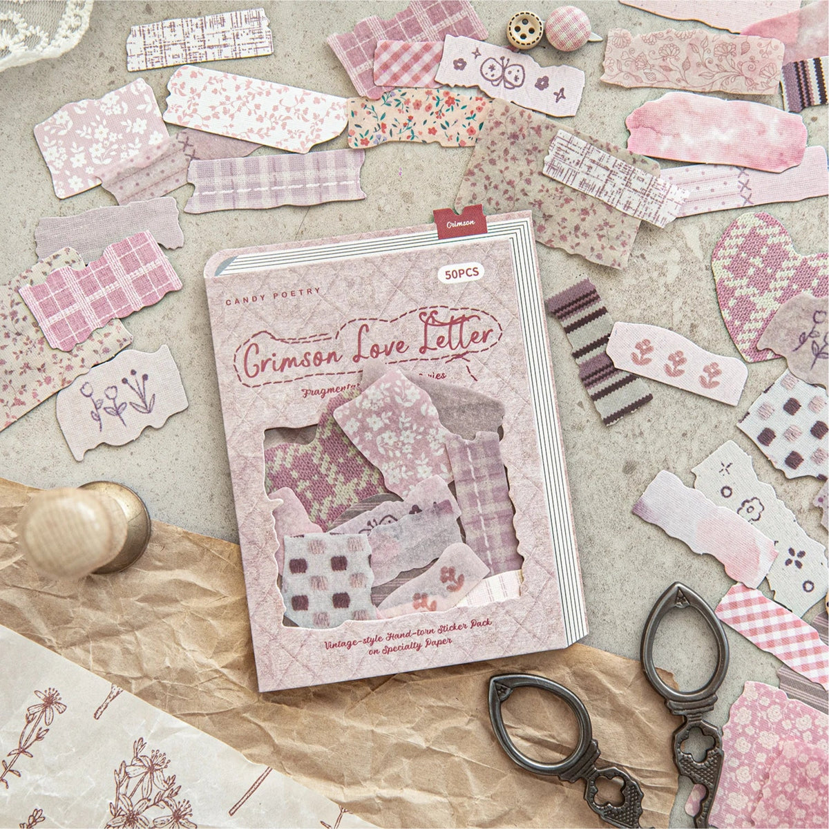 Candy Poetry Fragmented Fabric Scrapbooking Stickers