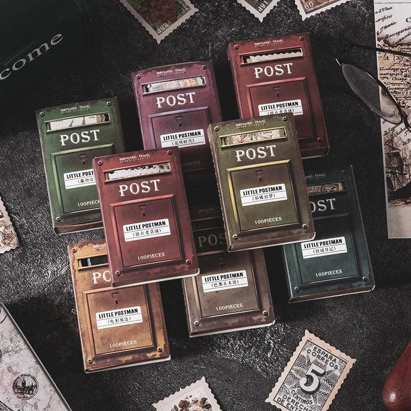 Little Postman Vintage Stamp Stickers
