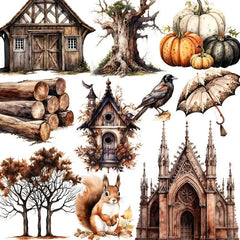 12Pcs Gothic And Autumn Paper Stickers Set