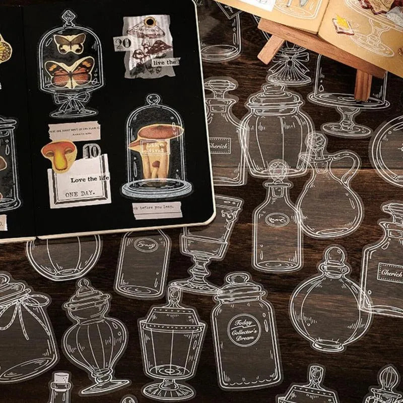 20pcs PET Transparent Glass Container Stickers