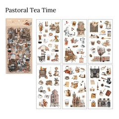 Vintage Travel & Café PET Sticker Collection